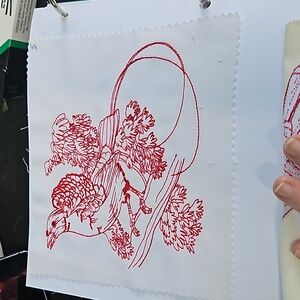 Handmade machine embroidery bird patch